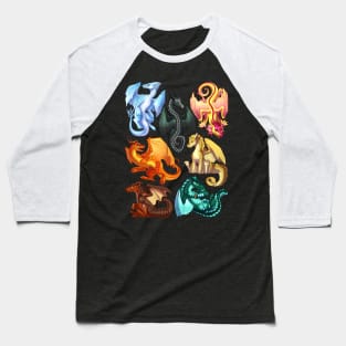 Wings of Fire: Jade Winglet Dragons - Moonwatcher, Winter, Qibli, Turtle, Kinkajou, Umber, Peril, Baseball T-Shirt